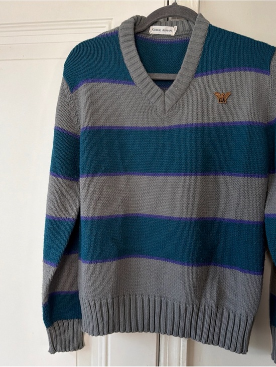 Giorgio Armani Other - Giorgio Armani vintage v -neck blue wool men sweater sz medium made USA